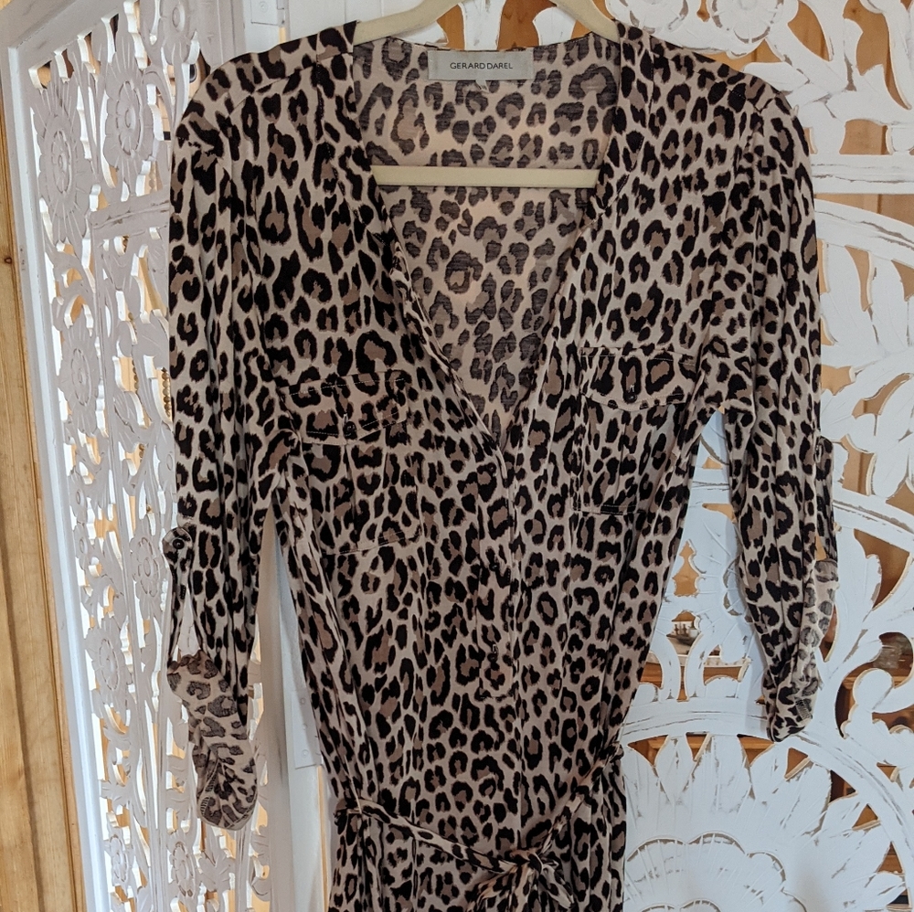 Gerard Darel leopard shirt dress